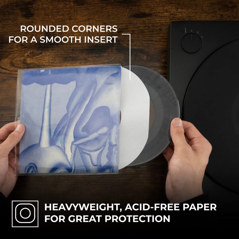 BIG FUDGE Vinyl Record Inner Sleeves 100x | Made from Heavyweight & Acid Free Paper | Album Covers with Round Corners for Easy Insert | Slim Record Jackets to Protect Your LPs & Singles | 7" - Image 2